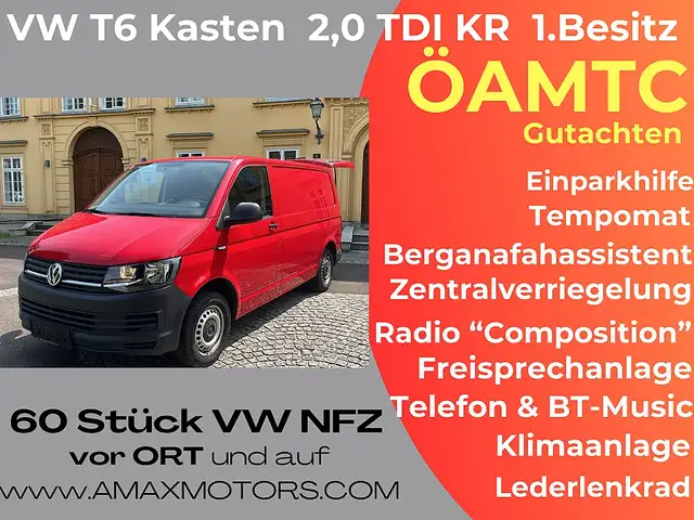 Volkswagen T6 Transporter T6 Kastenwagen KR Heckklappe 2.0TDI Klima, Berg...