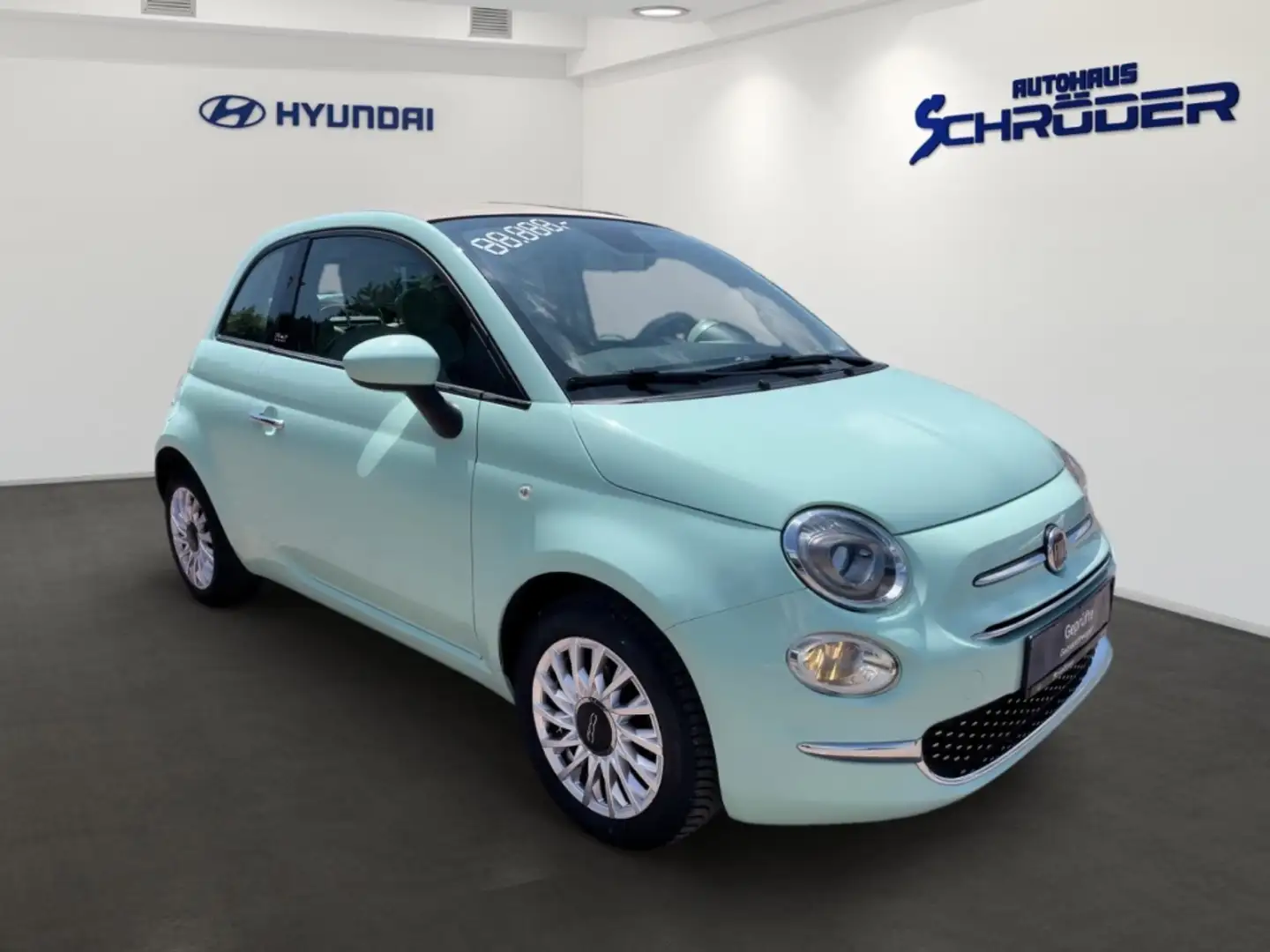 Fiat 500 1.2 Lounge S&S Cabrio Klima Tempomat Parksensoren Groen - 2