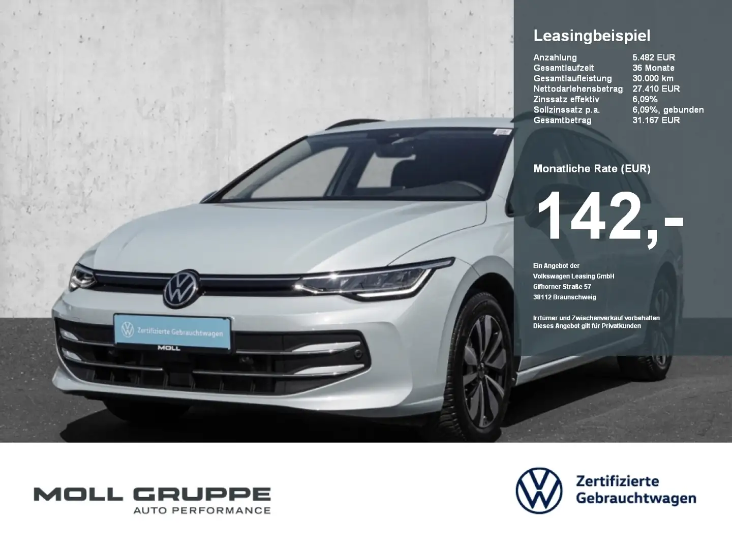 Volkswagen Golf Variant 1.5 eTSI DSG Goal NAVI LED ACC PDC Blau - 1