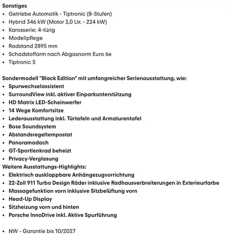 Porsche Cayenne Cayenne Hybrid BlackEdition 22Zoll Sitzklima AHV Ansicht 2