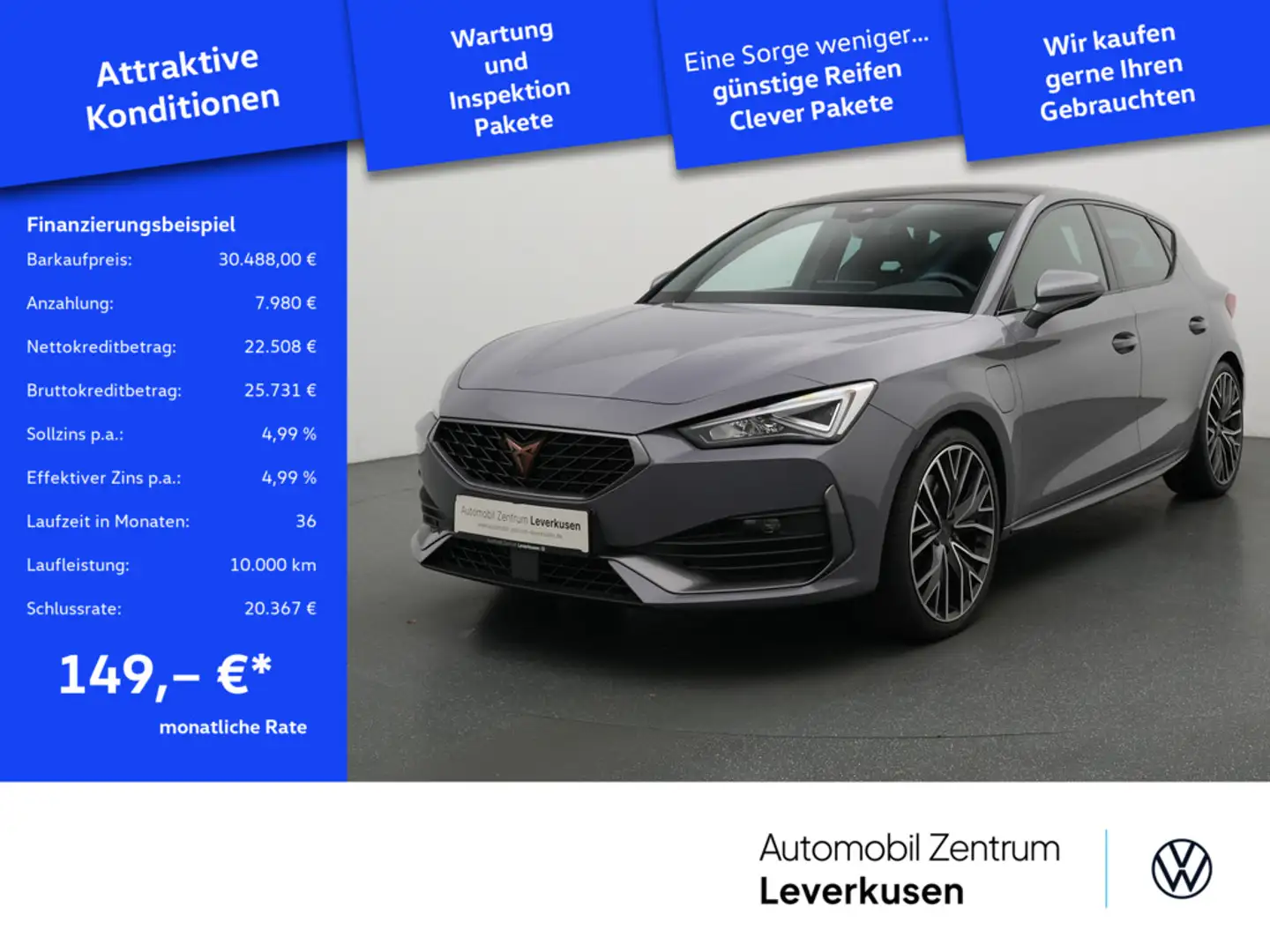 CUPRA Leon VZ e-Hybrid PANO MEMORY AHK NAVI LEDER A Grau - 1