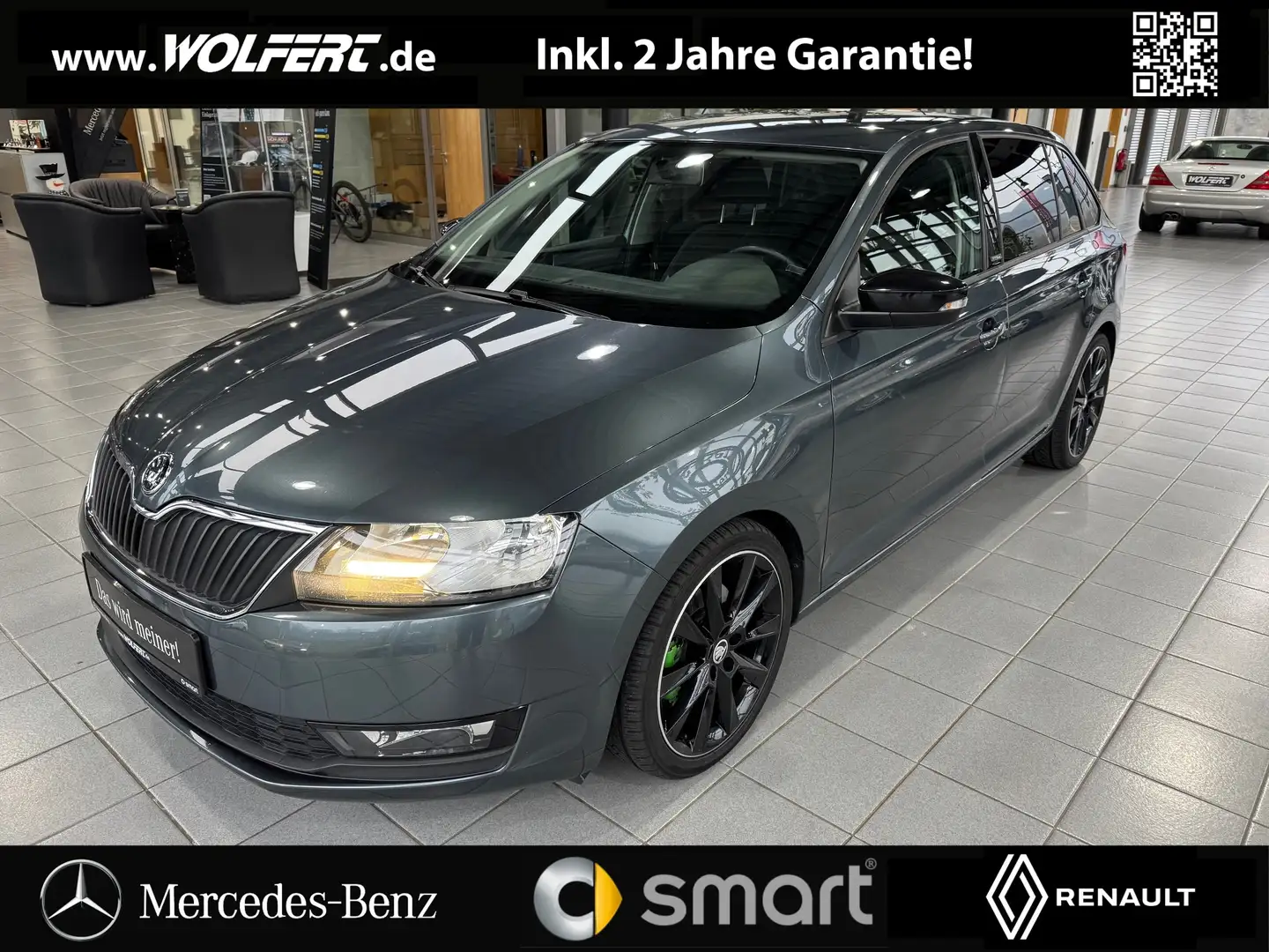 Skoda Rapid/Spaceback Ambition Automatik AHK mit 2 Jahren Garantie Gris - 1