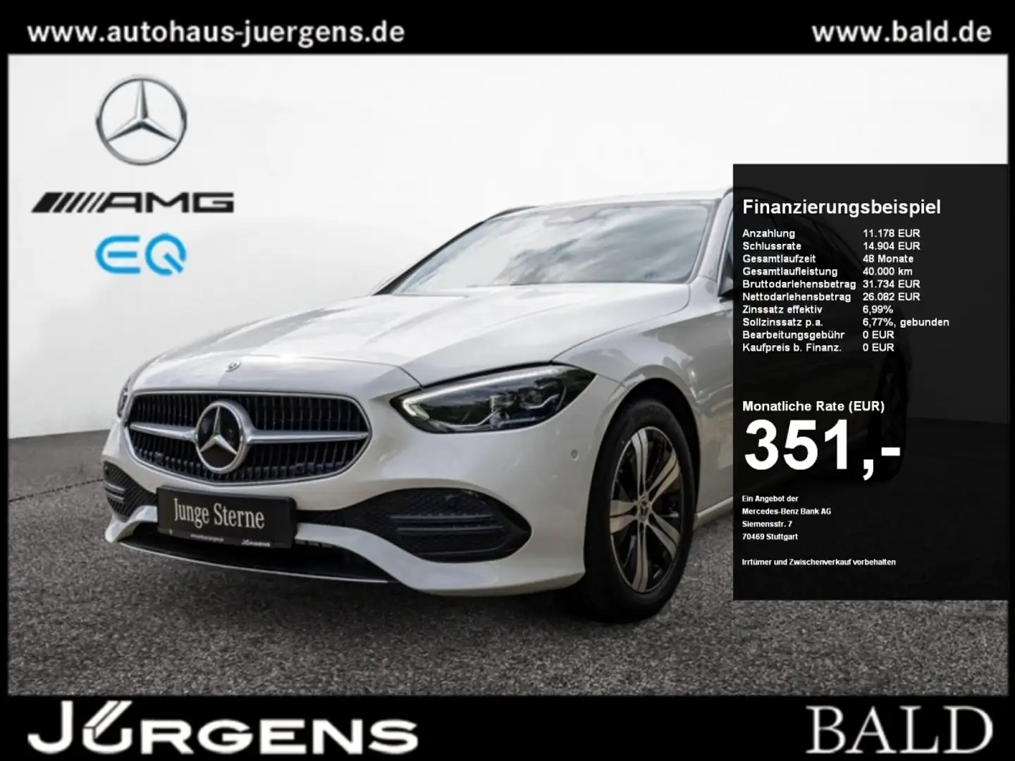 Mercedes-Benz C 200 d T Avantgarde/LED/Cam/Totw/AHK/SHZ/17' Weiß - 1