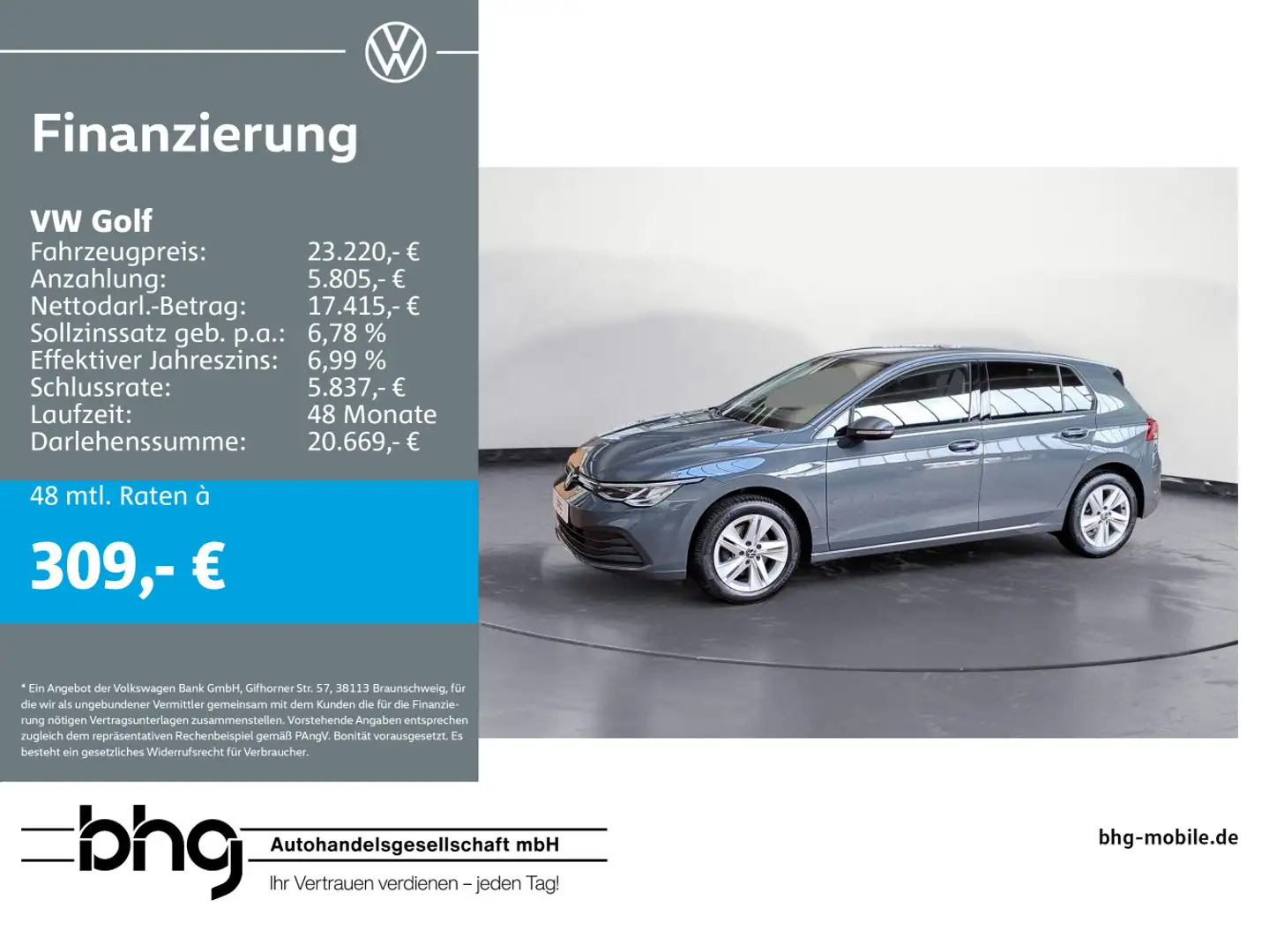 Volkswagen Golf 1.5 eTSI OPF DSG Life *ACC*NAVI*KAMERA* Grijs - 1