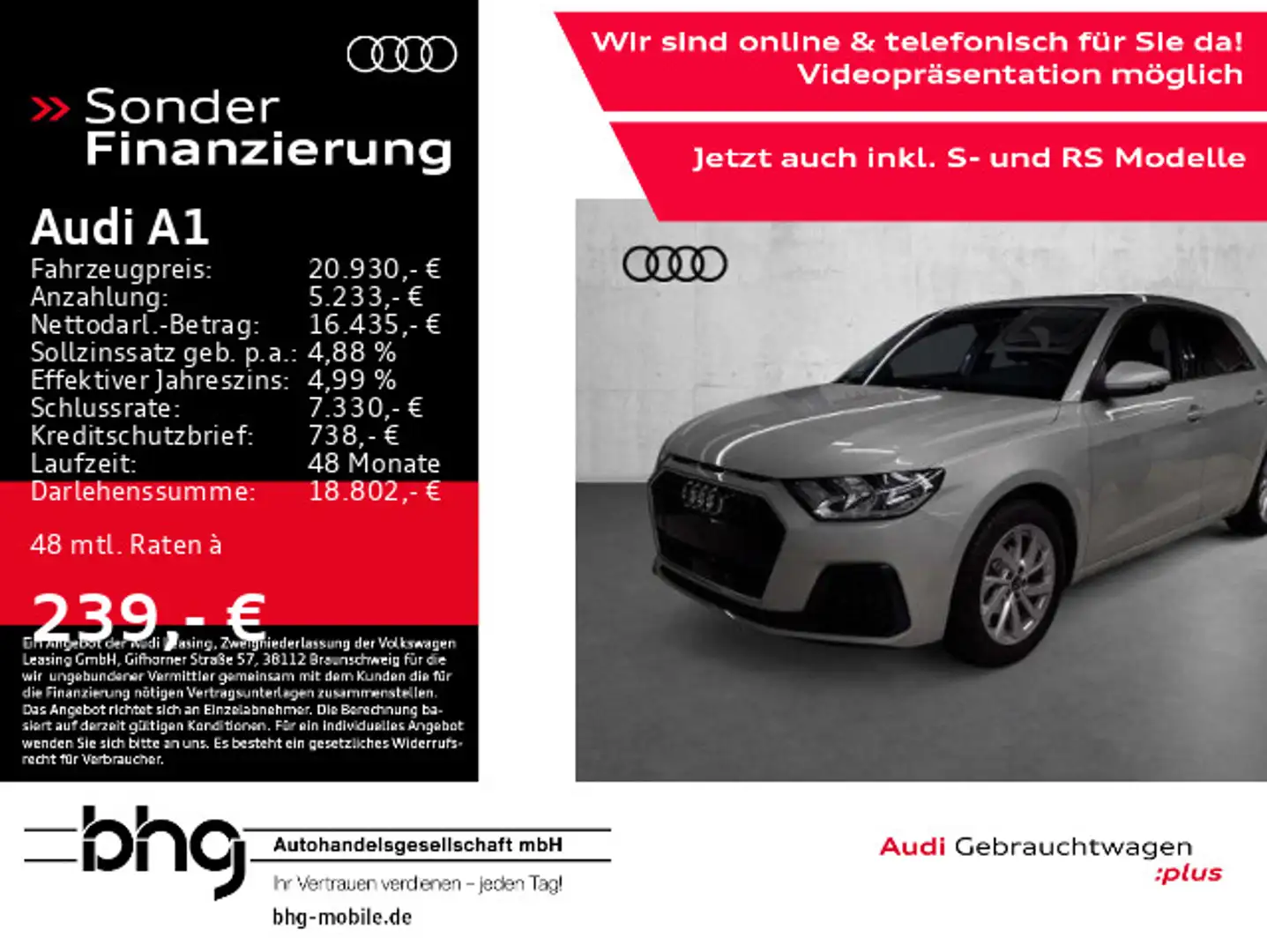 Audi A1 25 TFSI Sportback advanced Silber - 1