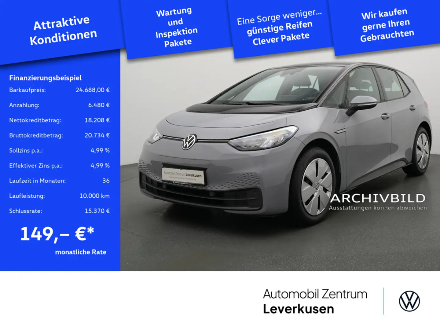 Volkswagen ID.3 Pro NAVI VIRT ACC SHZ CARPLAY LED PDC Grau - 1