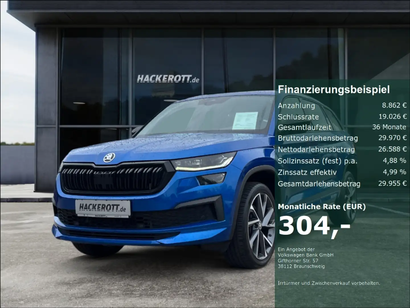 Skoda Kodiaq Sportline 4x4 2.0 TDi AHK ACC Standheizung Pano Blau - 1