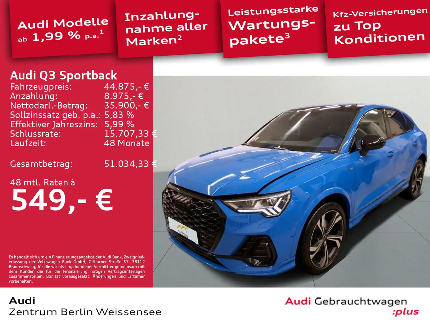 Audi Q3 45 TFSI S-TRO**S-LINE*MATRIX*PANO** Blau - 1