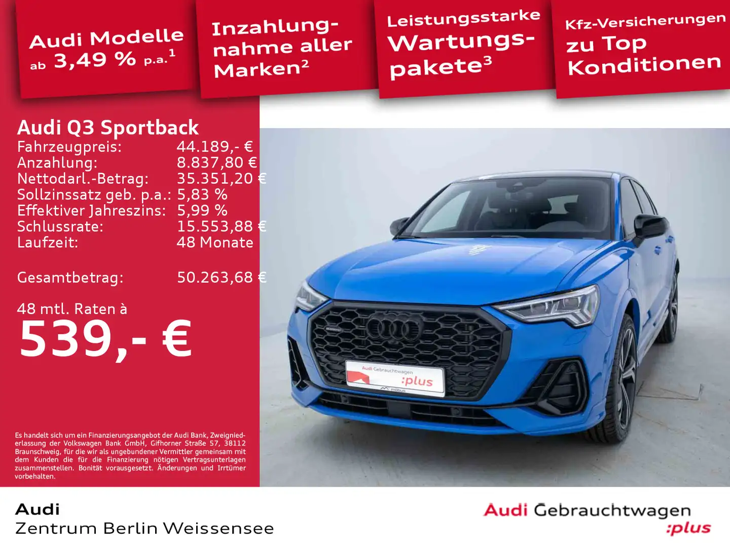 Audi Q3 45 TFSI S-TRO**S-LINE*MATRIX*PANO** Blau - 1