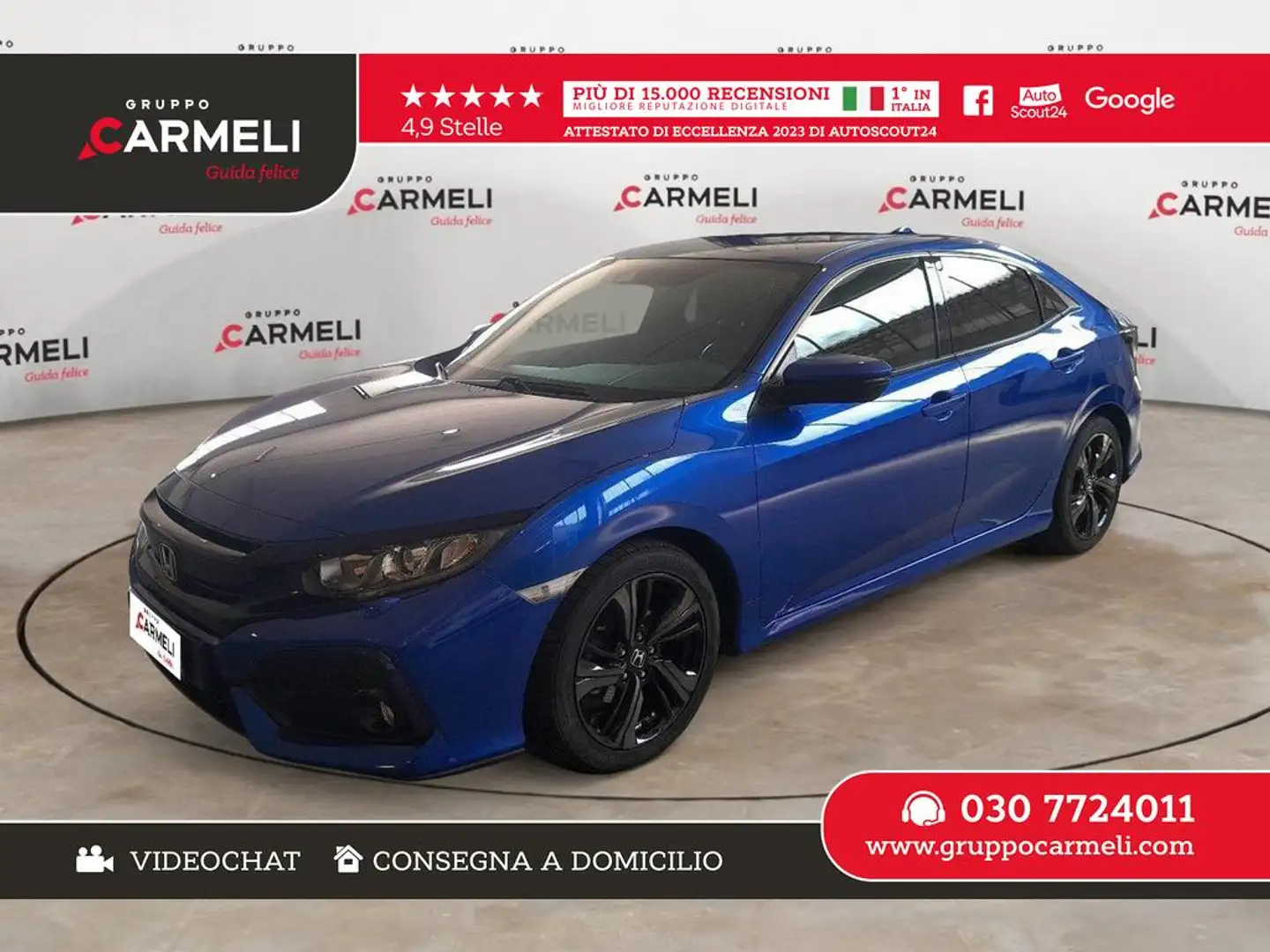 Honda Civic 5p 1.0 Elegance Navi 126cv my18 Blu/Azzurro - 1