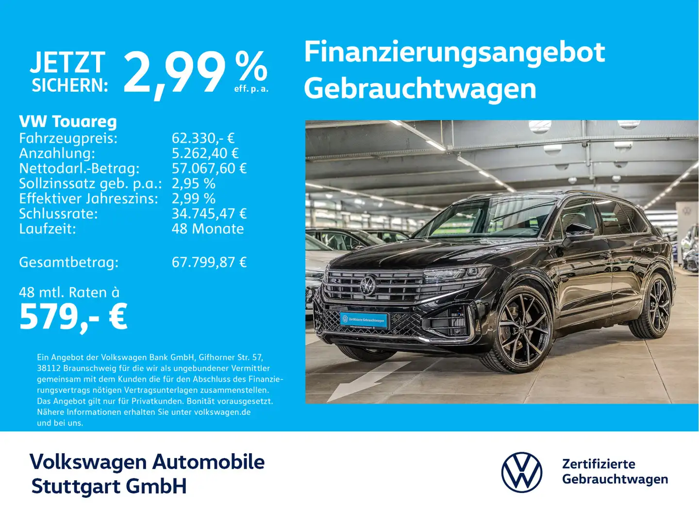 Volkswagen Touareg 3.0 TSI R-Line Navi AHK Luftfederung P-D Schwarz - 1