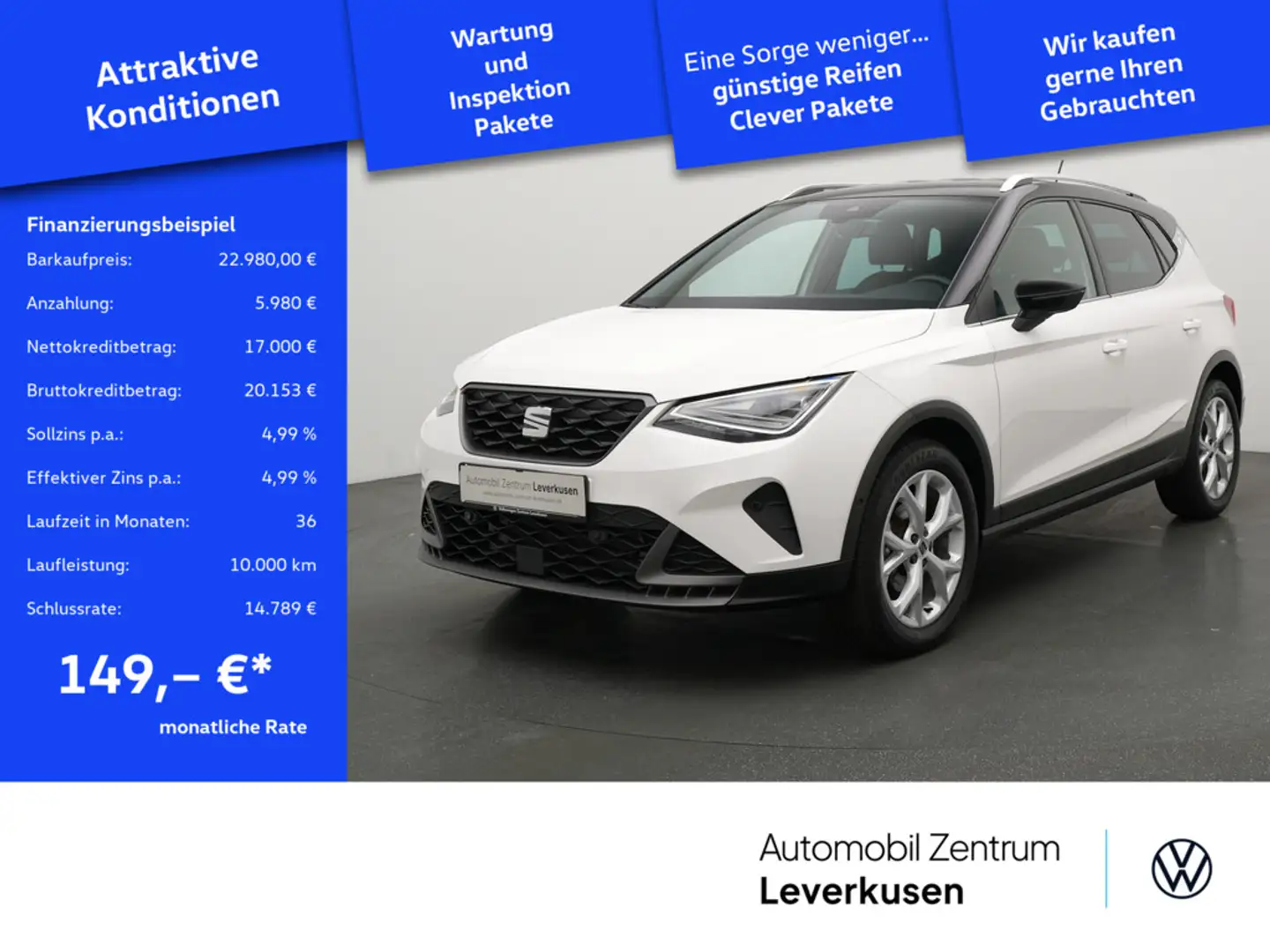 SEAT Arona FR DSG VIRT LED KAM PDC NAVI Weiß - 1