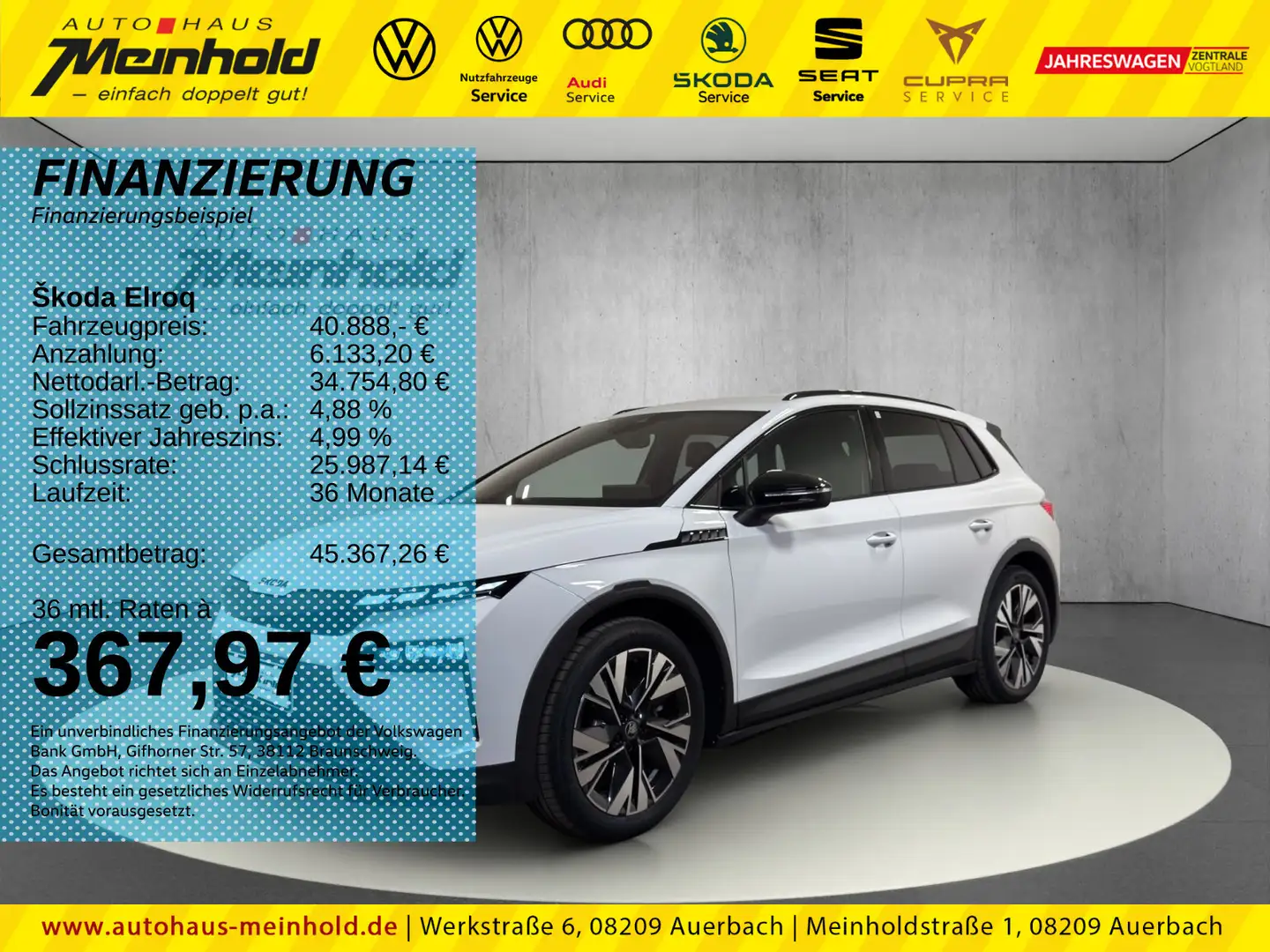 Skoda Elroq 60 Sportline, 20", Kamera, Navi, ACC Weiß - 1
