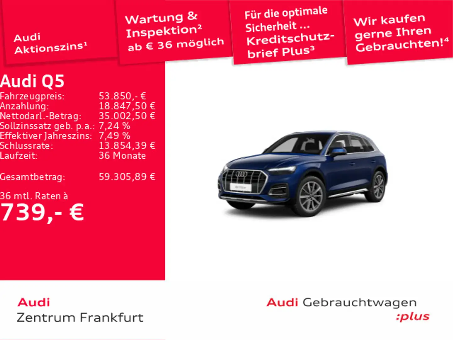 Audi Q5 50 TFSI e quattro advanced S tronic Matrix-L Blau - 1