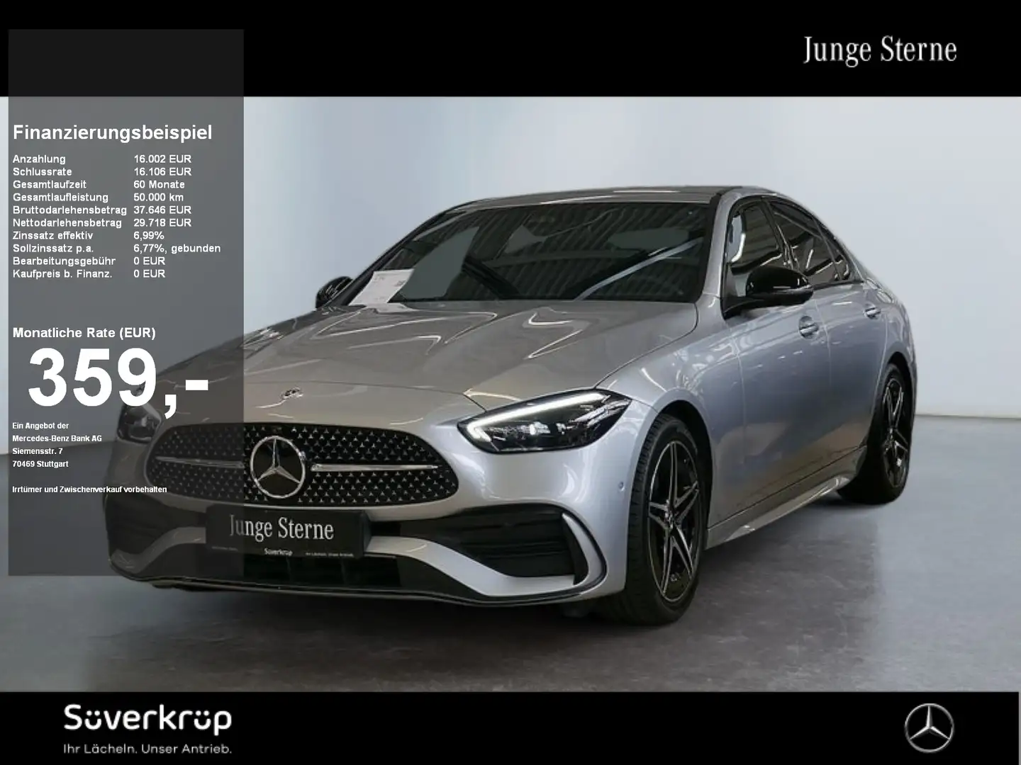 Mercedes-Benz C 200 , AMG PREMIUM NIGHT SPUR 360 PDC SHZ MEMO Silber - 1