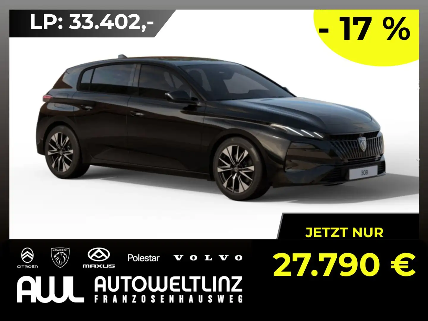 Peugeot 308 Hybrid 145 e-DSC6 Allure !MEGADEAL! Schwarz - 1