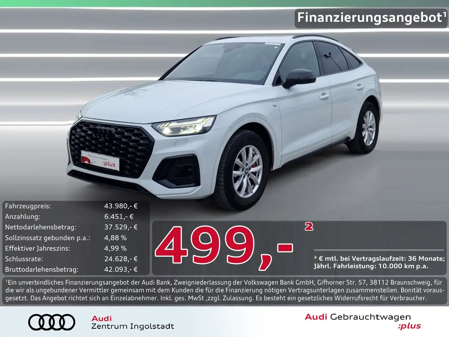 Audi Q5 Sportback 55 TFSI e qu S line MATRIX PANO B&O Blanc - 1