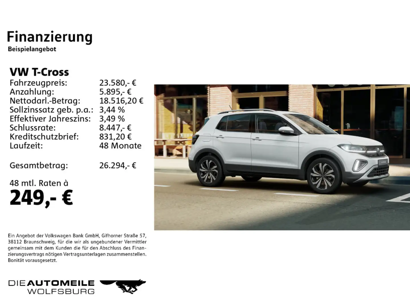 Volkswagen T-Cross 1.0 TSI DSG Style Einparkhi v+h/Matrix L Weiß - 2