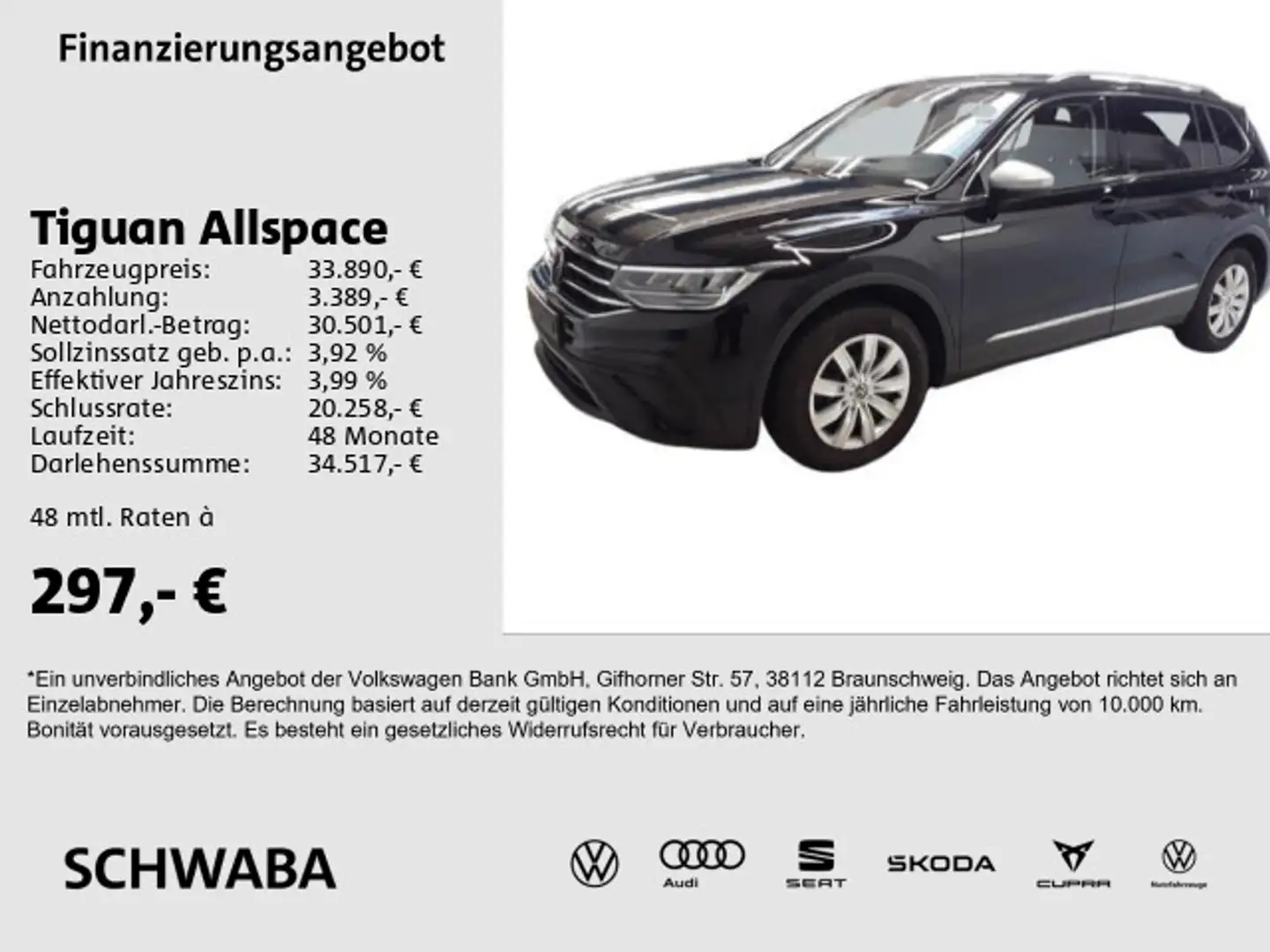 Volkswagen Tiguan Allspace Life 1.5 TSI *AHK*R-KAM*8-fach* Schwarz - 1