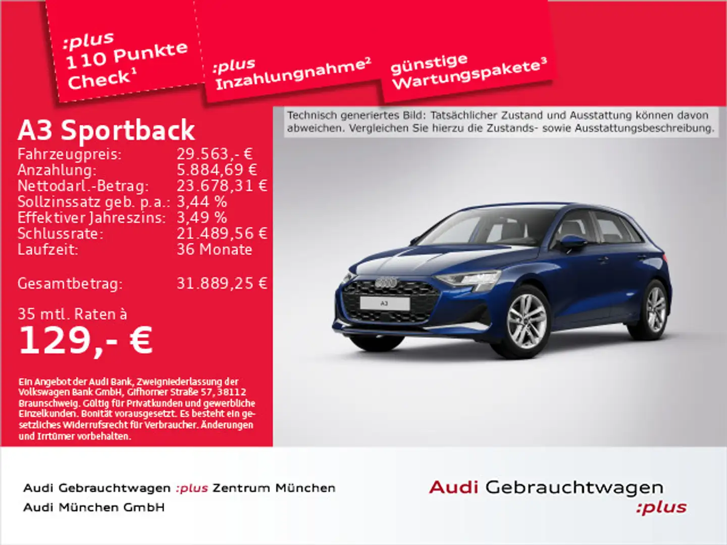 Audi A3 35 TFSI advanced AHK/Navi+/ACC Blau - 1