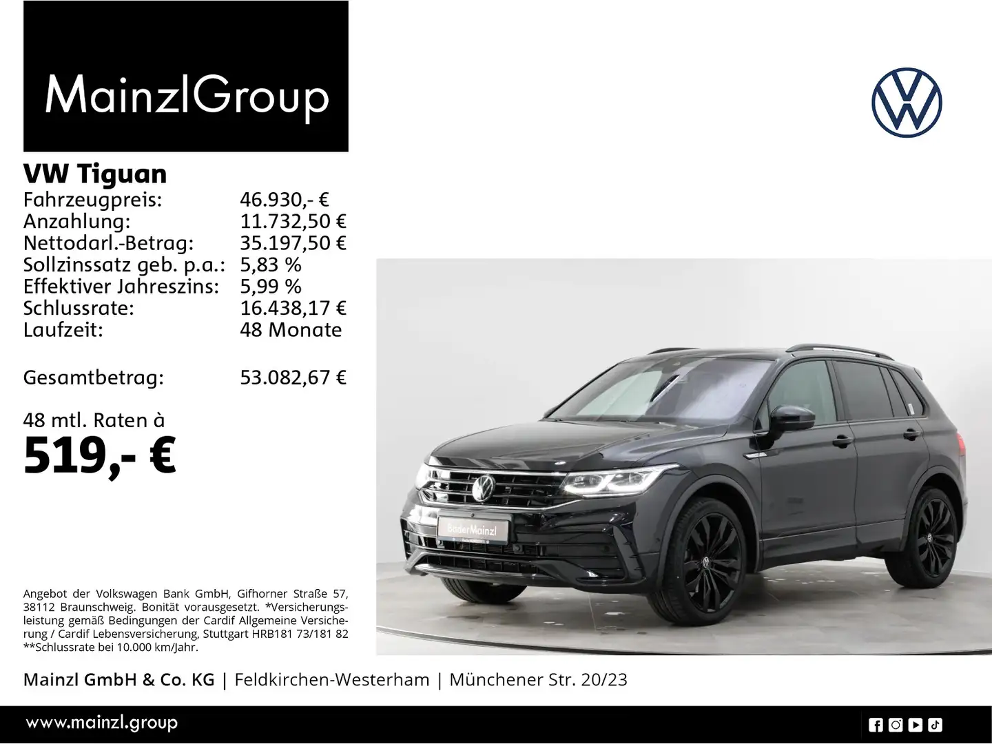 Volkswagen Tiguan R-Line Schwarz - 1
