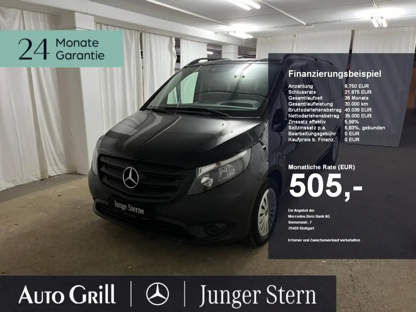 Mercedes-Benz Vito Tourer 116 CDI XL Pro 9Sitze 2xKlima AHK RfKam Noir - 1