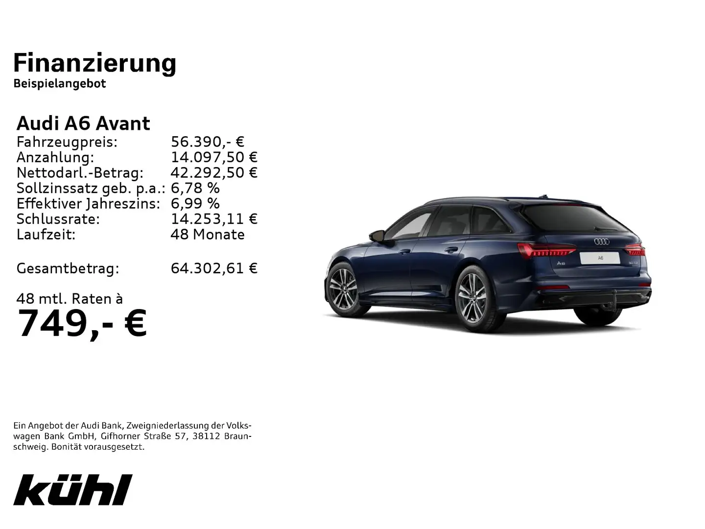 Audi A6 50 TDI Q S tronic S line Matrix/Parkass Blau - 2