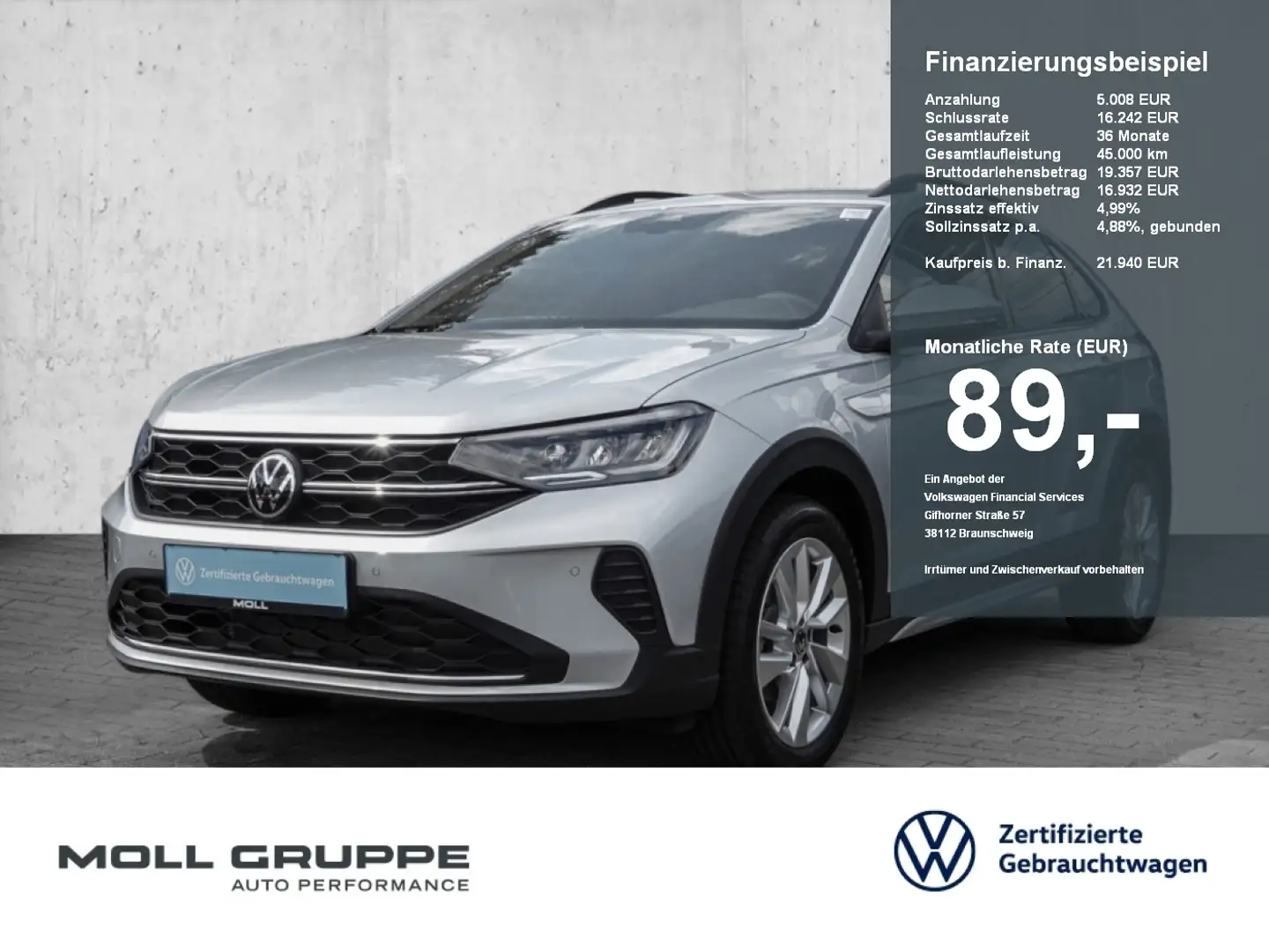 Volkswagen Taigo 1.0 TSI Life LED LM PDC DYNLI SPURH KAM Silber - 1