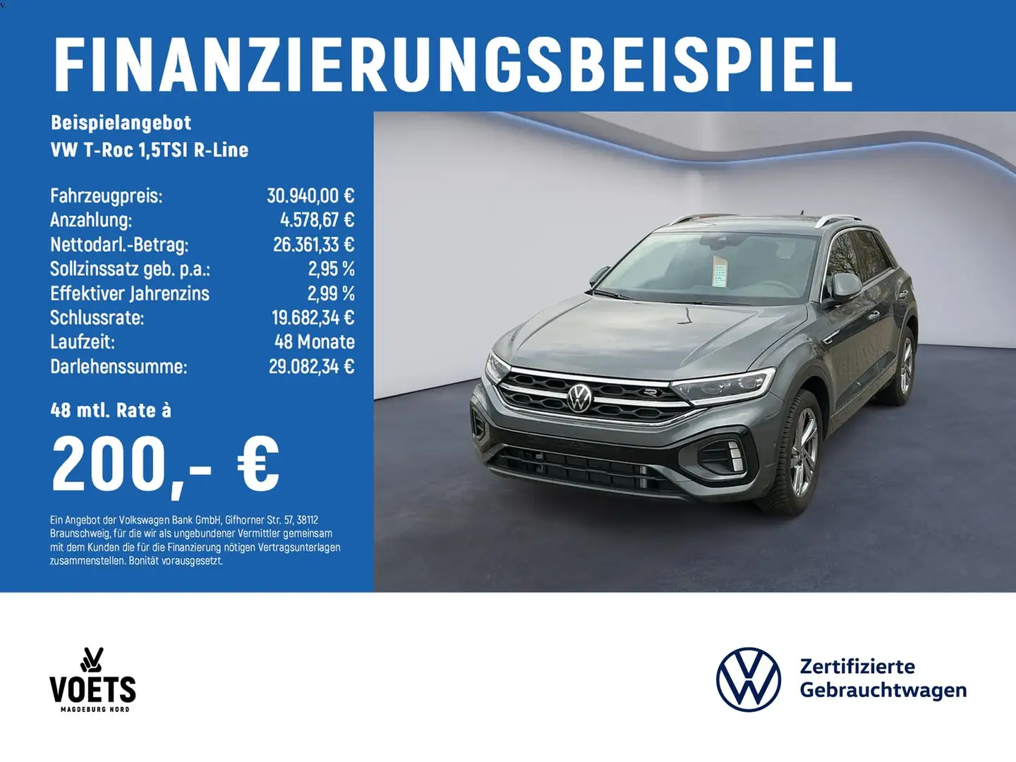 Volkswagen T-Roc 1,5TSI R-Line LED+Navi+Ganzjahresreifen Grijs - 2