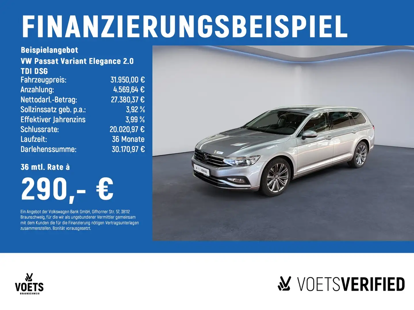 Volkswagen Passat Variant Elegance 2.0 TDI DSG AHK+ACC+KEYLESS Silber - 2