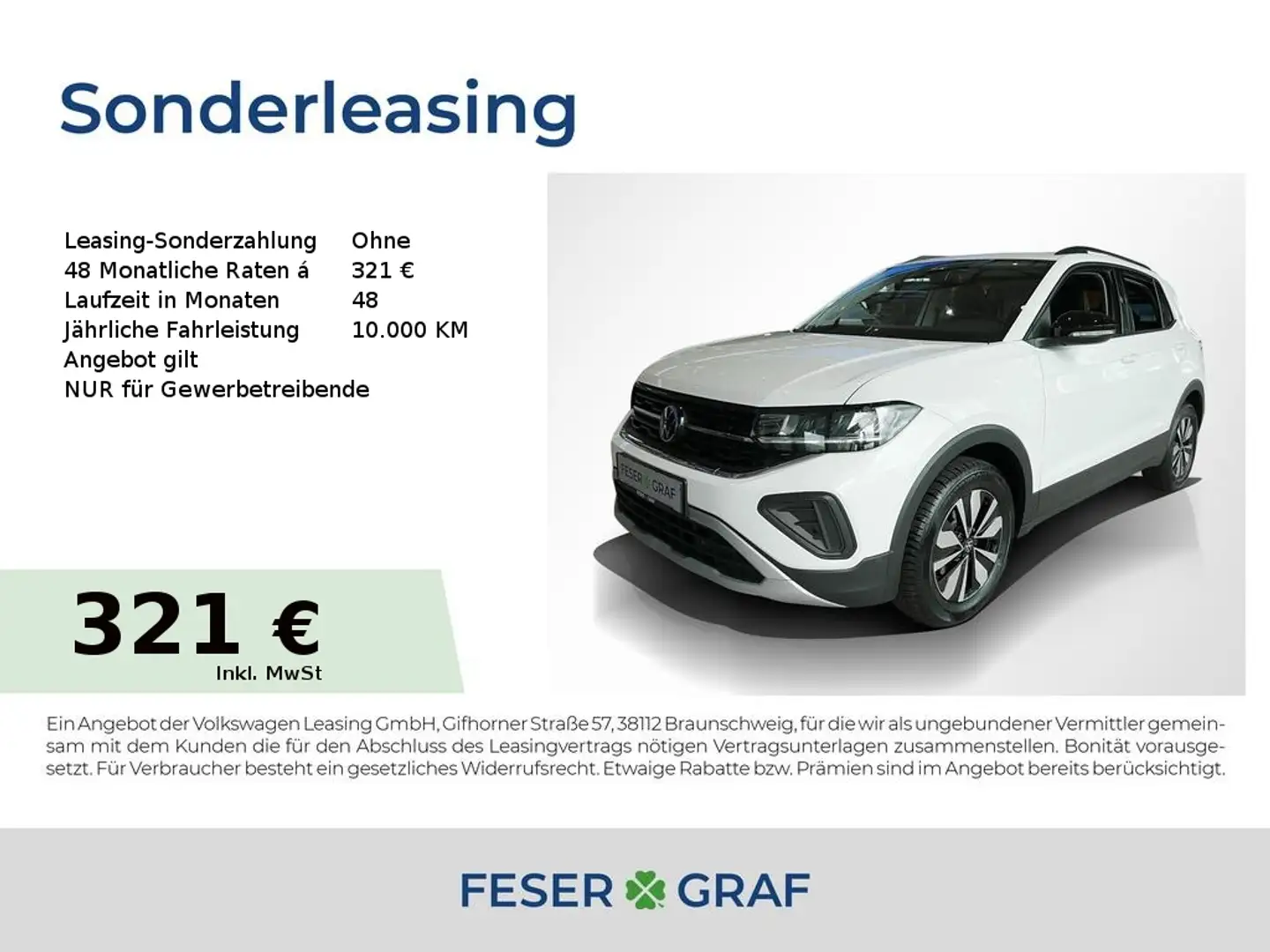 Volkswagen T-Cross Life 1.0 l TSI 116 PS 7-Gang-DSG Weiß - 1