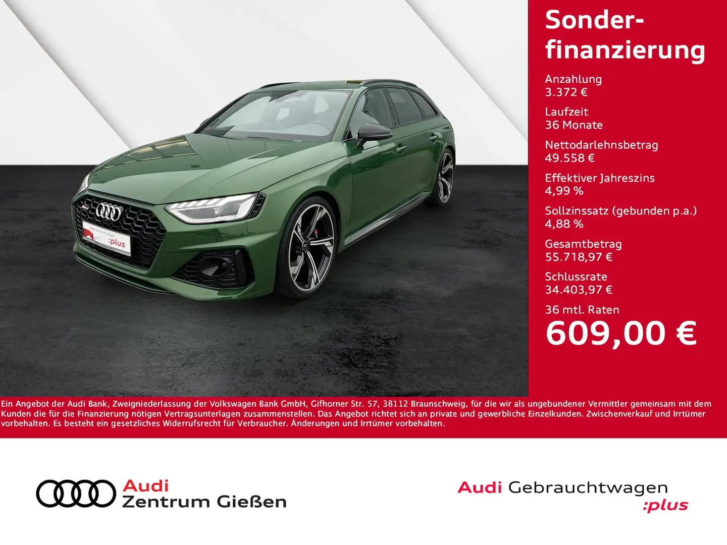Audi RS4 Avant 2.9 TFSI quattro Black Design-Paket RS grau Groen - 1