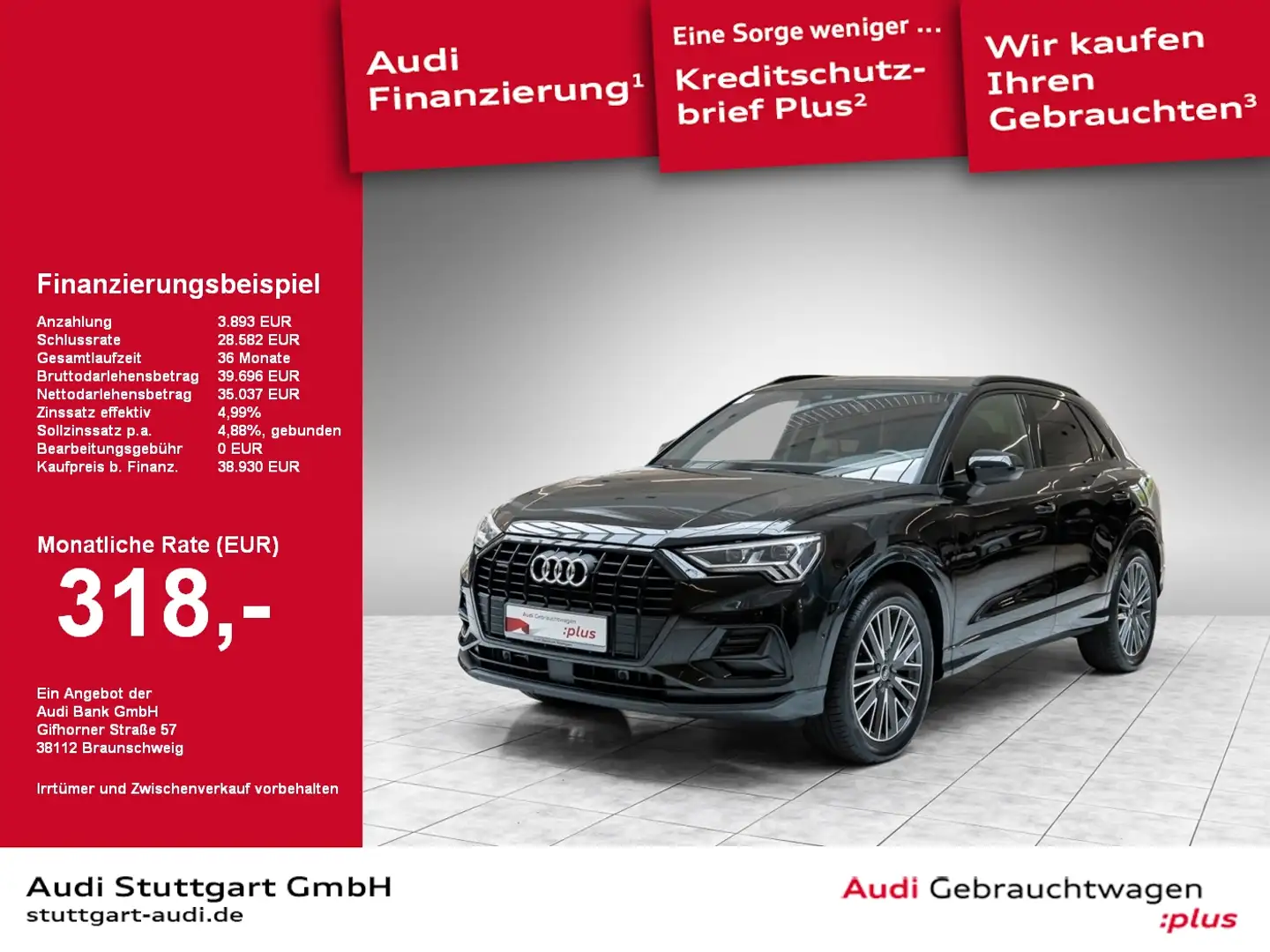 Audi Q3 advanced 35 TDI quattro S tronic AHK SHZ Navi Schwarz - 1