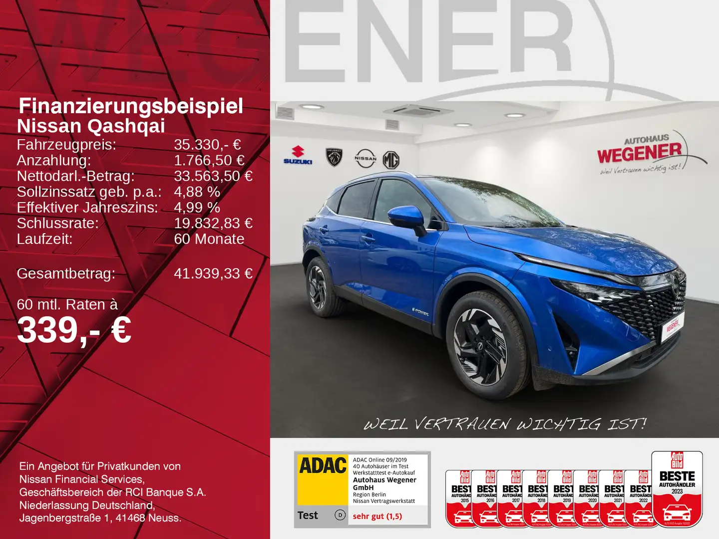 Nissan Qashqai QASHQAI 1.5 VC-T e-POWER 360° HUD SHZ LHZ BFS Blau - 2