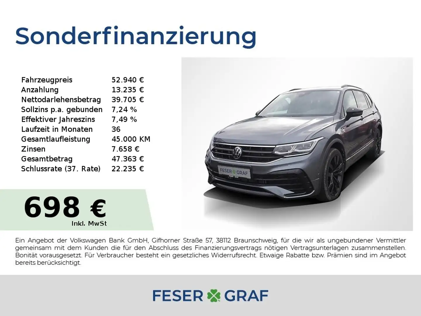 Volkswagen Tiguan Allspace 2.0 TDI 4M R-Line Black DSG 7Si Šedá - 1