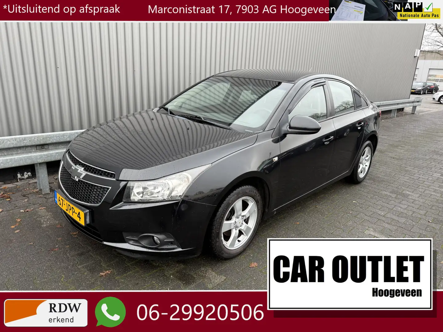 Chevrolet Cruze 1.6 LS 119Dkm.NAP, A/C, Navi, Multimedia, PDC, LM, Negro - 1
