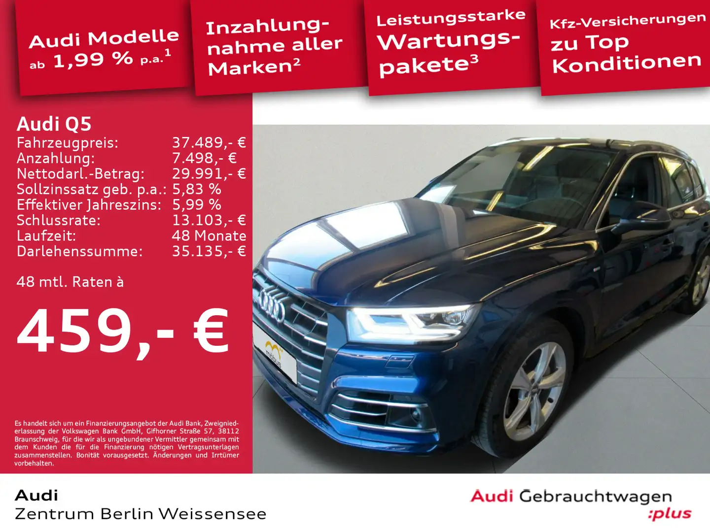 Audi Q5 55 TFSI e S-TRO*QU*S-LINE*MATRIX*B&O*HUD*LUFT Blau - 1