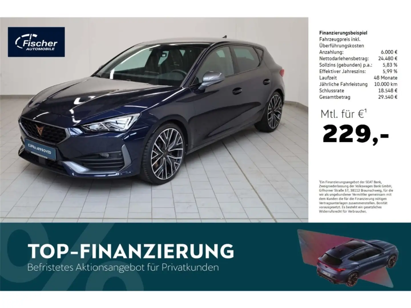 CUPRA Leon 2.0 TSI DSG VZ 19''/RFK/Brembo/NAV/ACC Blau - 1