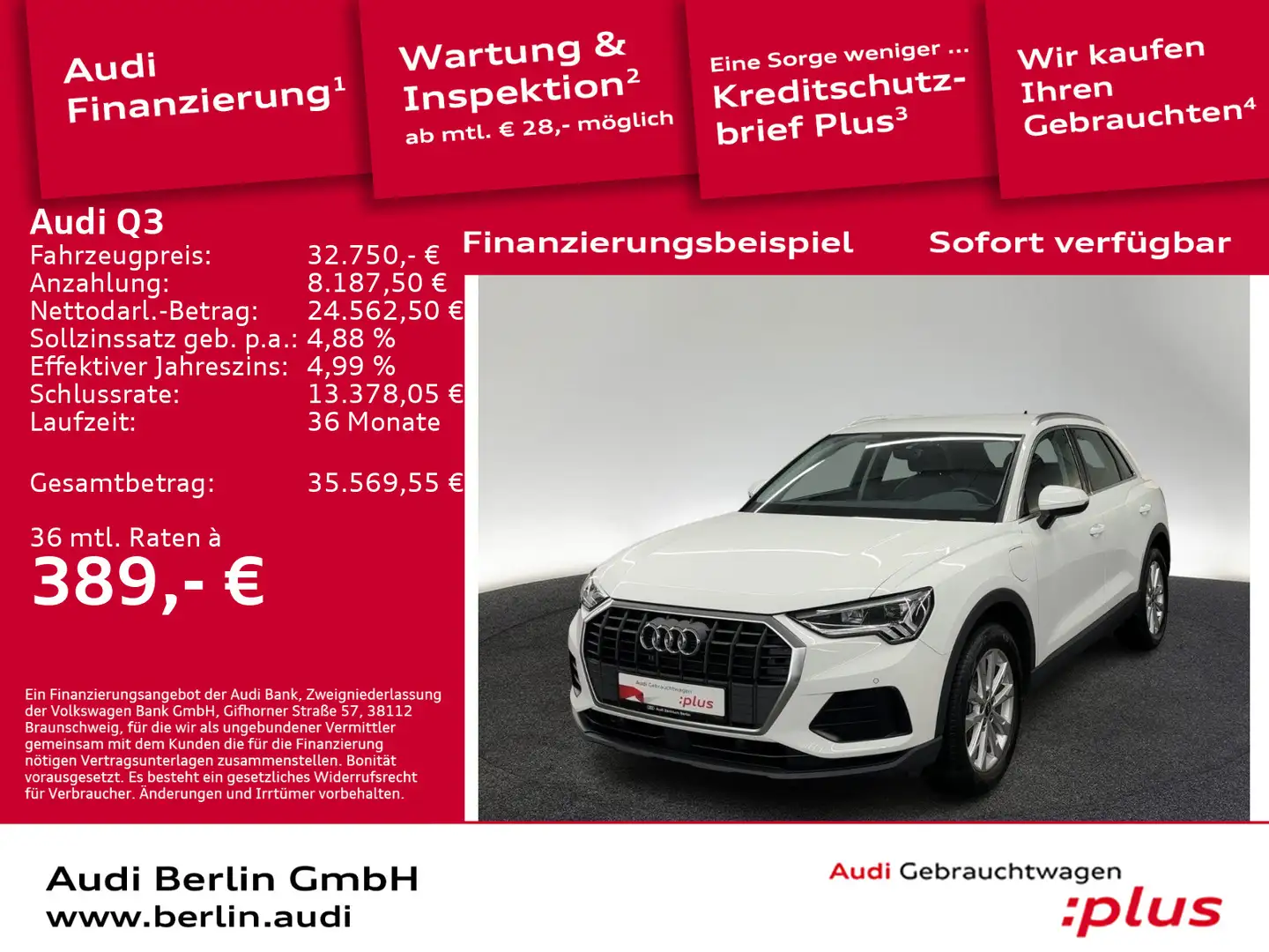 Audi Q3 45 TFSI e S tr. LED NAVI PDC VIRTUAL DAB Weiß - 1
