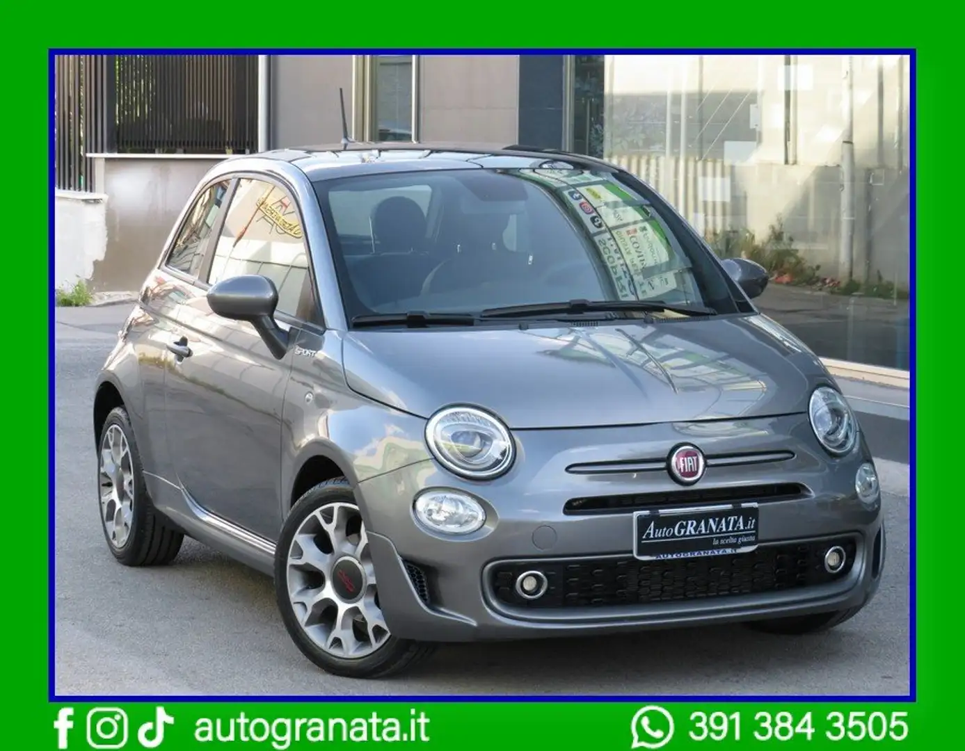 Fiat 500 1.0 HYBRID SPORT 70CV TETTO+CARPLAY Grigio - 2