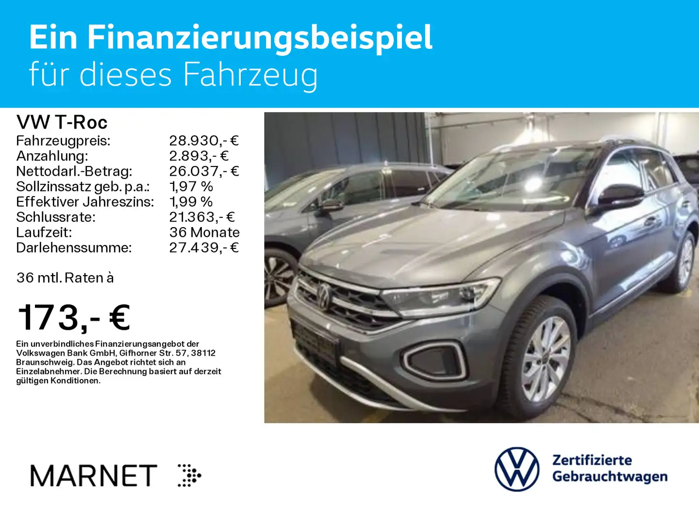 Volkswagen T-Roc T-ROC 1.5 TSI DSG STYLE*LED*AHK*NAVI*KLIMA*PDC*S Grau - 2