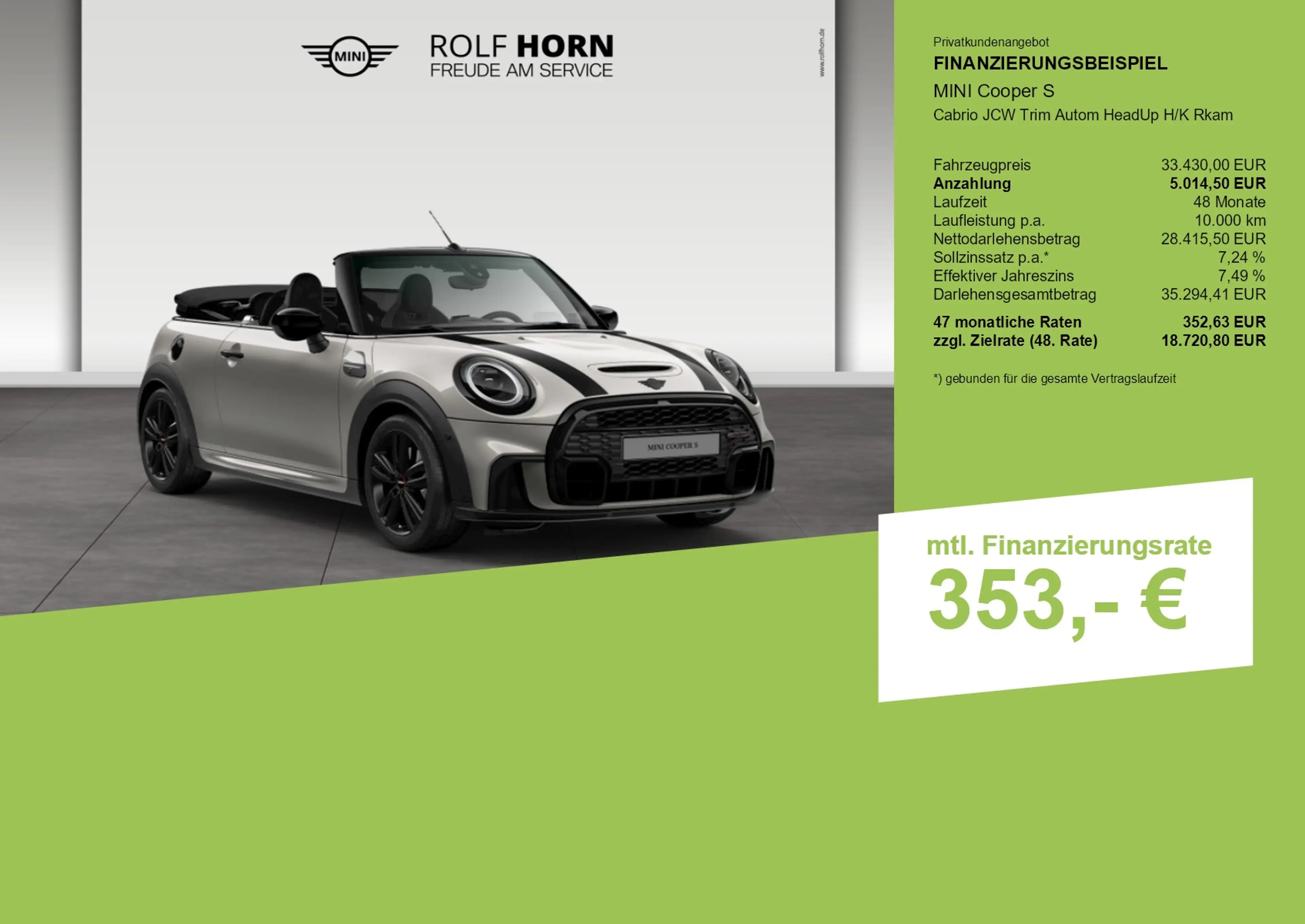 MINI Cooper S Cabrio Cooper S Cabrio JCW Trim Autom HeadUp H/K Rkam — photo 3