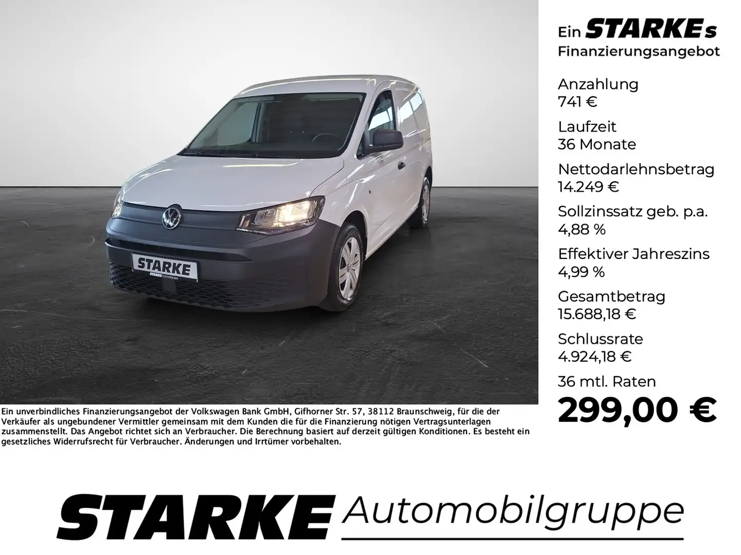 Volkswagen Caddy Cargo 2.0 TDI EcoProfi Klima Start/Stopp Multif... Weiß - 1