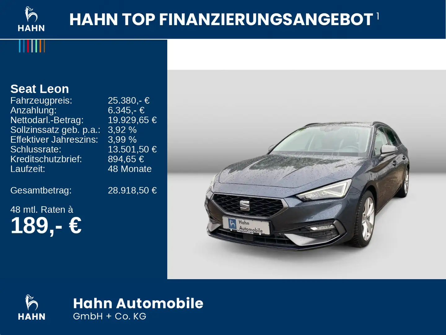 SEAT Leon Sportstourer 1.5TSI DSG FR Cam Voll-LED Nav Grau - 2