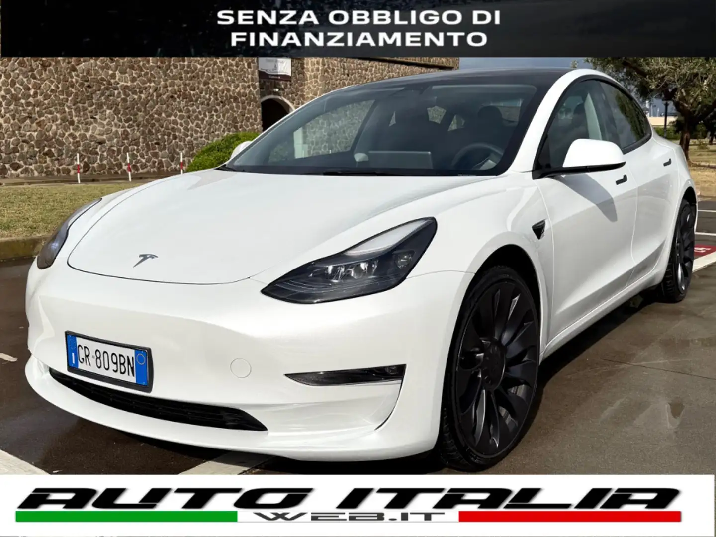 Tesla Model 3 PERFORMANCE NAVI+PELLE+PINZE ROSSE+SPOILER Bianco - 1