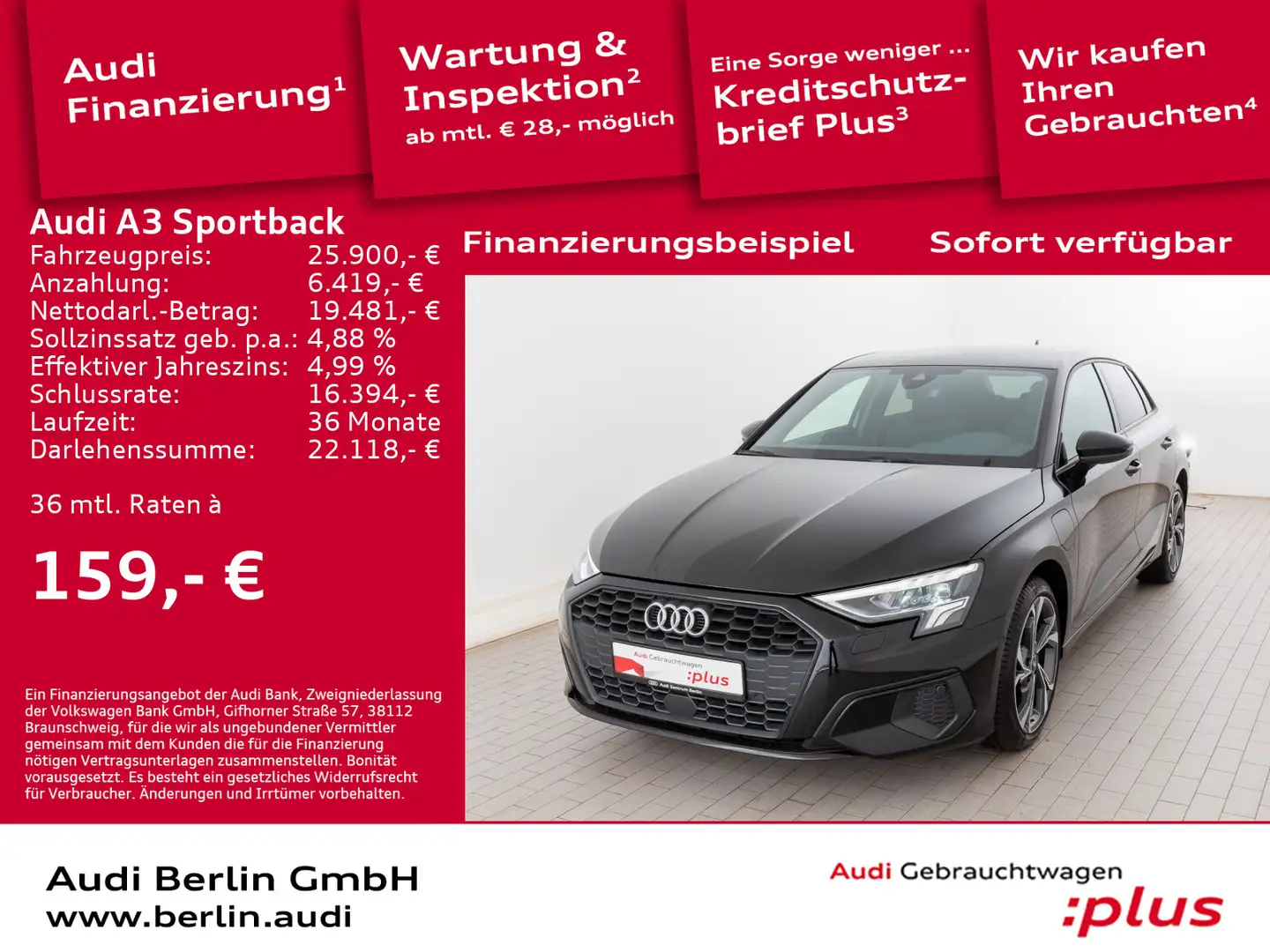 Audi A3 40 TFSI e S tr. LED PDC NAVI Schwarz - 1
