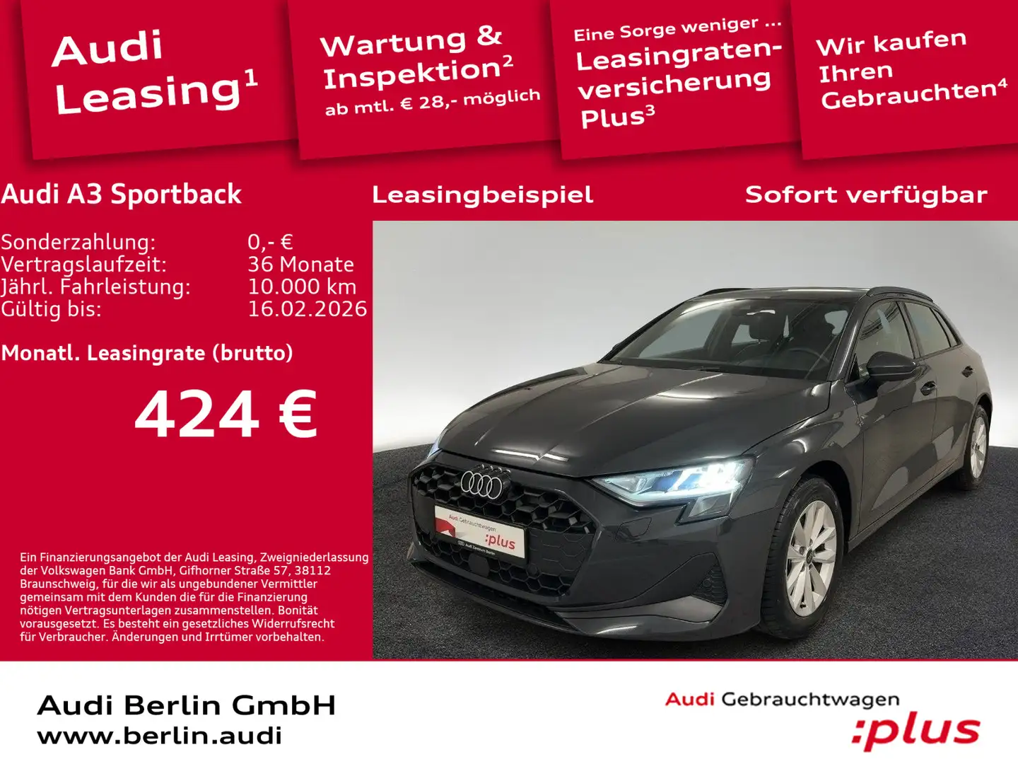 Audi A3 30 TDI 6-G. LED RFK NAVI PDC VIRTC Grau - 1