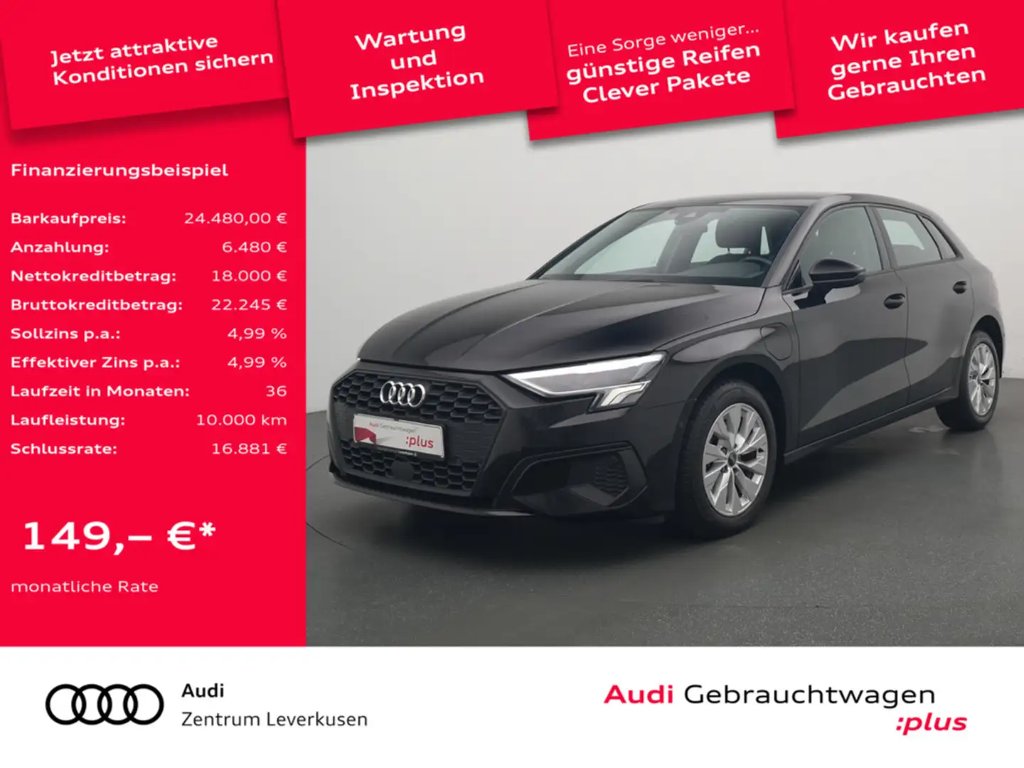 Audi A3 Sportback 40 e S-TRON LED AHK NAVI SHZ Schwarz - 1