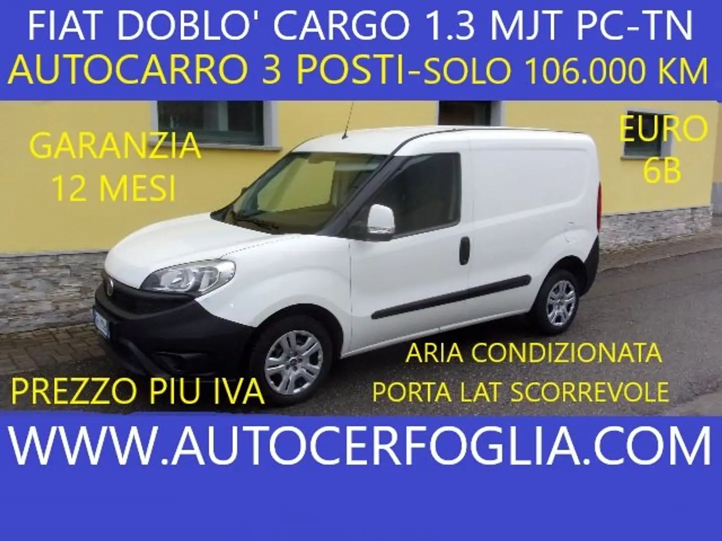 Fiat Doblo CARGO 1.3 MJT PC-TN SX- 3 POSTI-PIU IVA Weiß - 1
