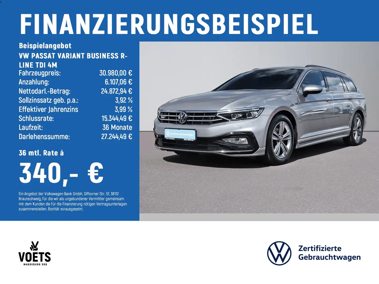 Volkswagen Passat Variant BUSINESS R-LINE TDI 4M IQ-LIGHT+ Argent - 2